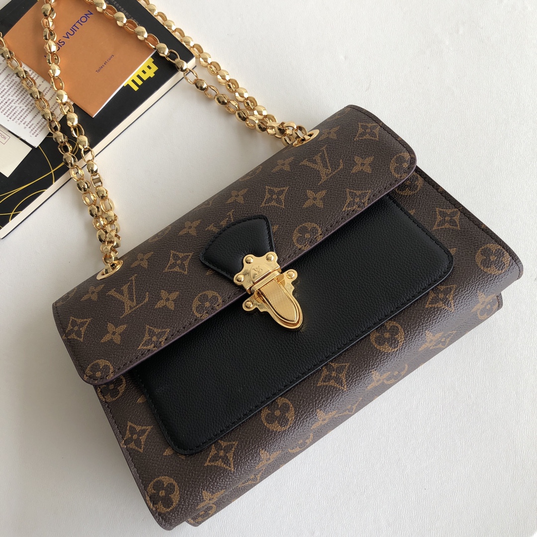 Customize The Best Replica
 Louis Vuitton Bags Handbags Black Monogram Canvas Calfskin Cowhide Victoire M41730