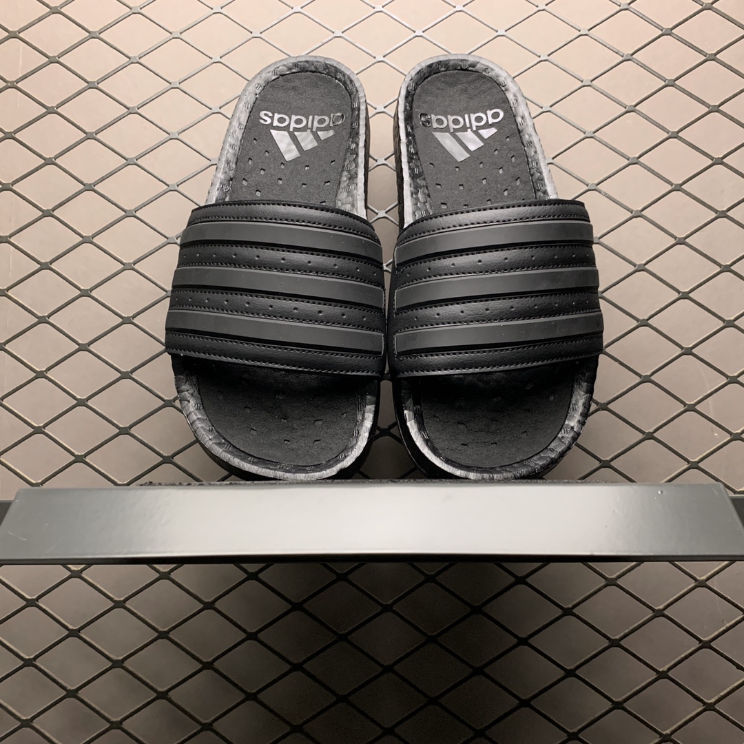 120 Adidas 阿迪达斯 Adilette Adilette Boost 爆米花中底 夏季休闲潮流拖鞋沙滩凉鞋