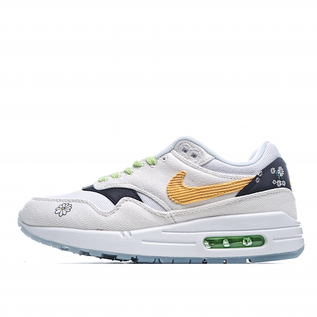 H0 Nike Air Max 1 “Daisy Pack” 小雏菊该配色鞋身采用全帆布材料 鞋身swoosh采用灯芯绒材质 私人订单 出货即巅峰 ins+小红书爆款 官方确认发售版本 全新开发模具 水晶组合MD大底 提供3管网红试管雏菊鞋带