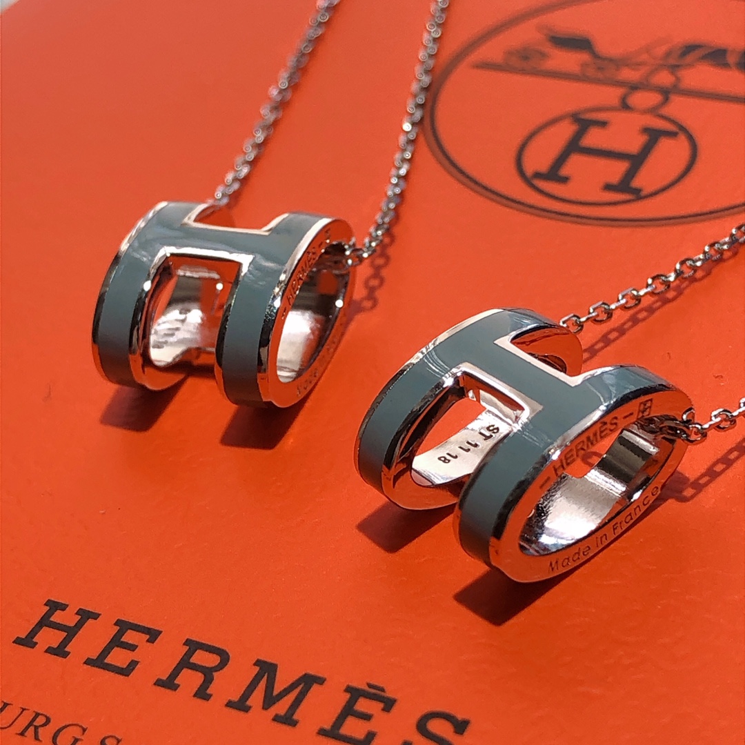 NO:102794,Arrival Love Ma Shi H Necklace Platinum Gray Neutral Color Cool Flavor Hold Full 11 Logo Code All, Hermes Necklace, Hermes, Necklace19860909到货爱 马 仕 H项链 白金灰 中性色酷味儿hold住 完全11 logo编码全部带齐,爱马仕项链,hermes,necklace,Jewelry
