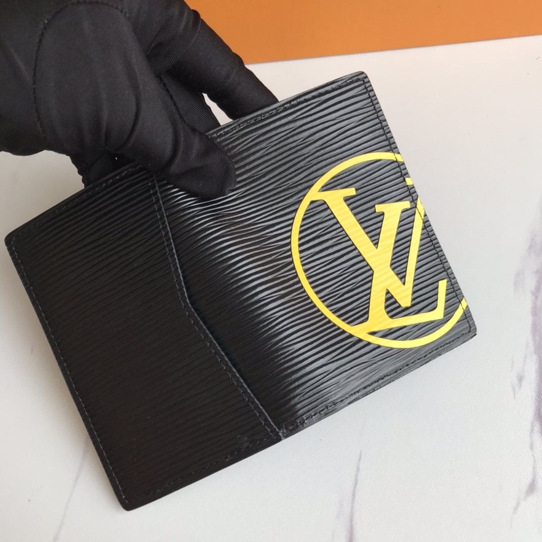 Front view of a premium leather card case