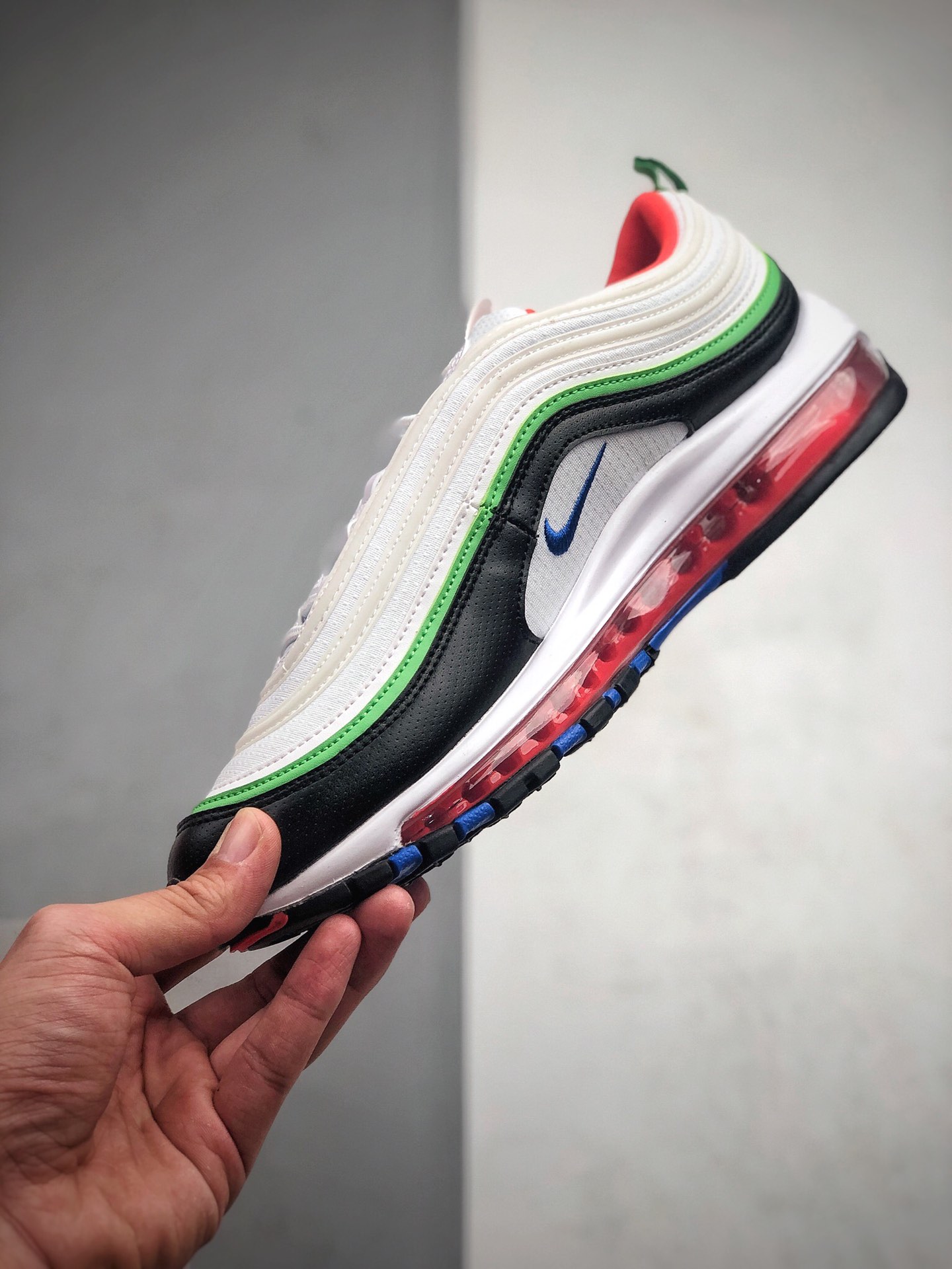 250 公司级 耐克/Nike Air Max 97黑白绿3M  耐克97子弹气头潘气垫 货号：921522-105