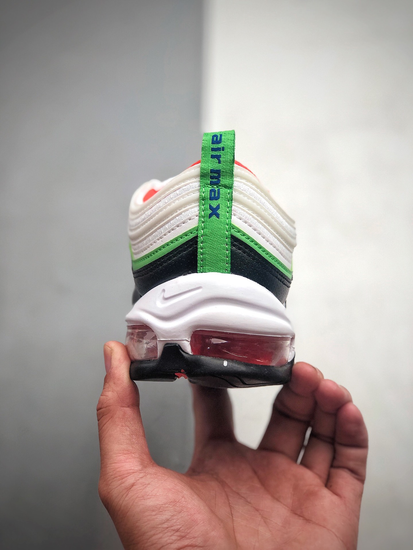 250 公司级 耐克/Nike Air Max 97黑白绿3M  耐克97子弹气头潘气垫 货号：921522-105