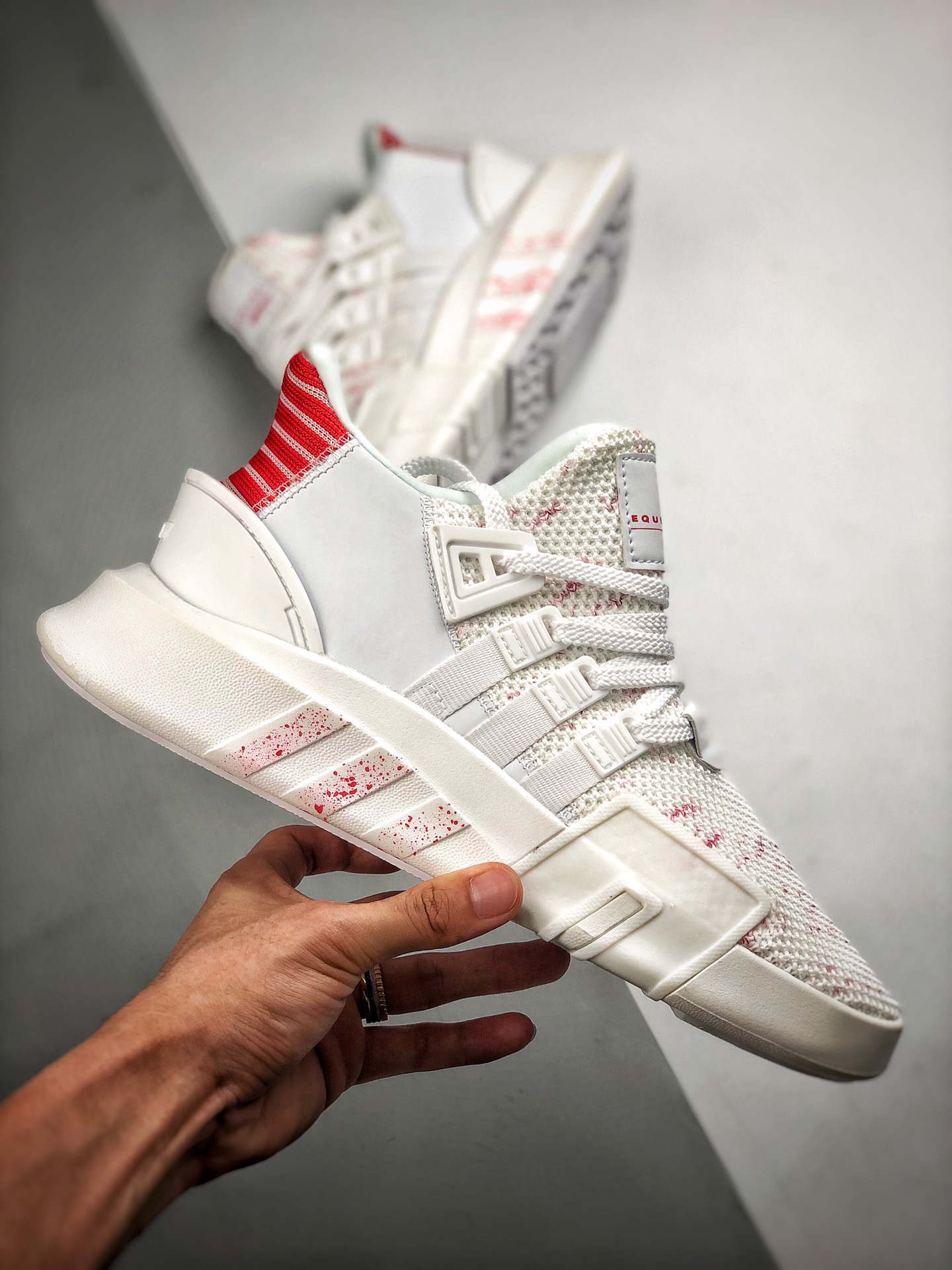 190 原装公司级 正品代购指定版本  Adidas EQT Bask ADV 白红泼墨 原装织面 货号：BD7797