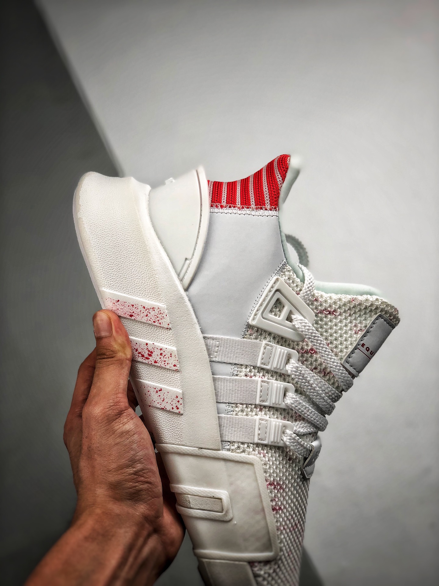 190 原装公司级 正品代购指定版本  Adidas EQT Bask ADV 白红泼墨 原装织面 货号：BD7797