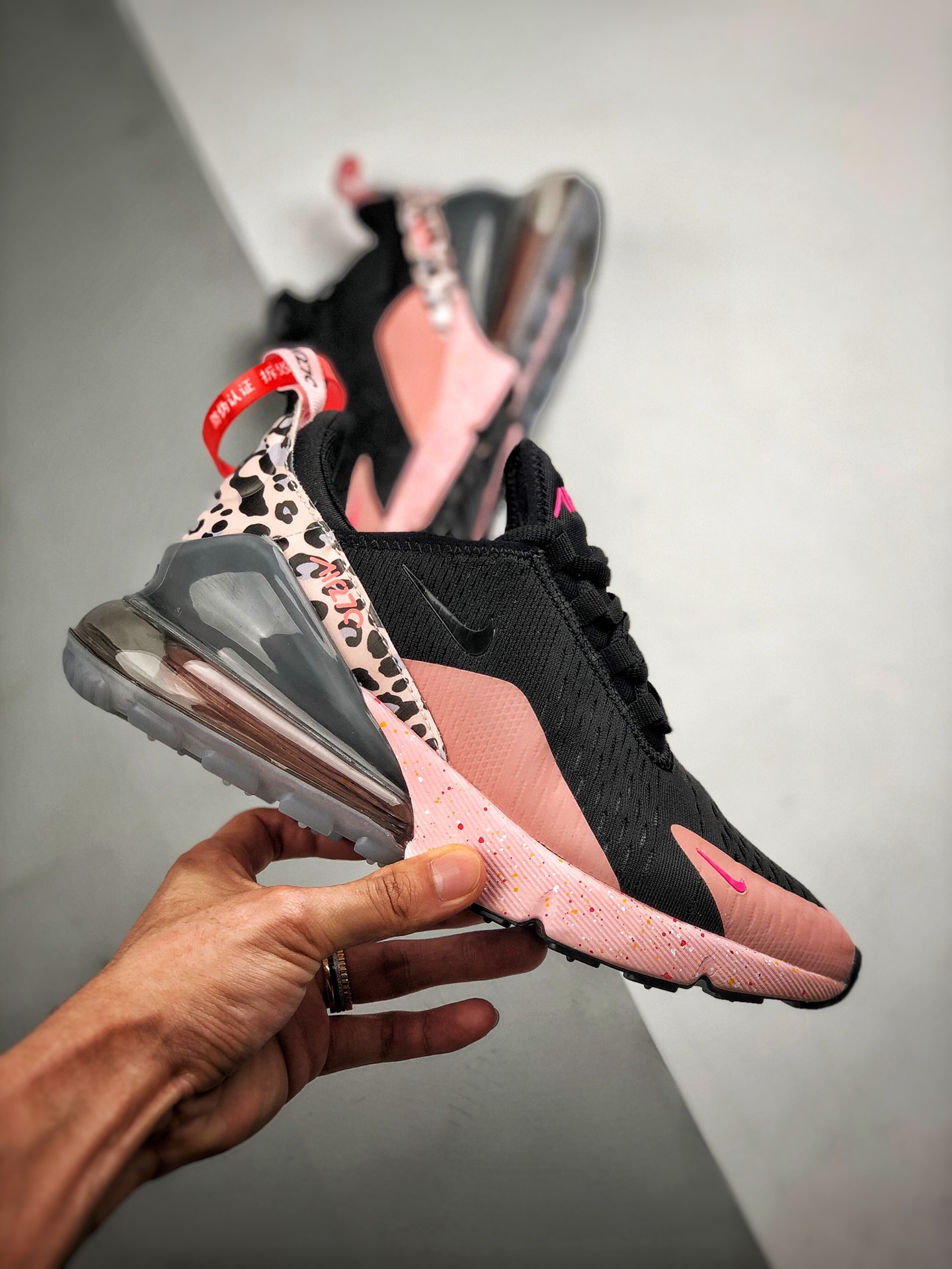 200 AirMax 270 黑粉花卉   原盒原标专柜一致 外围实体充正操作案例 AH8050-012