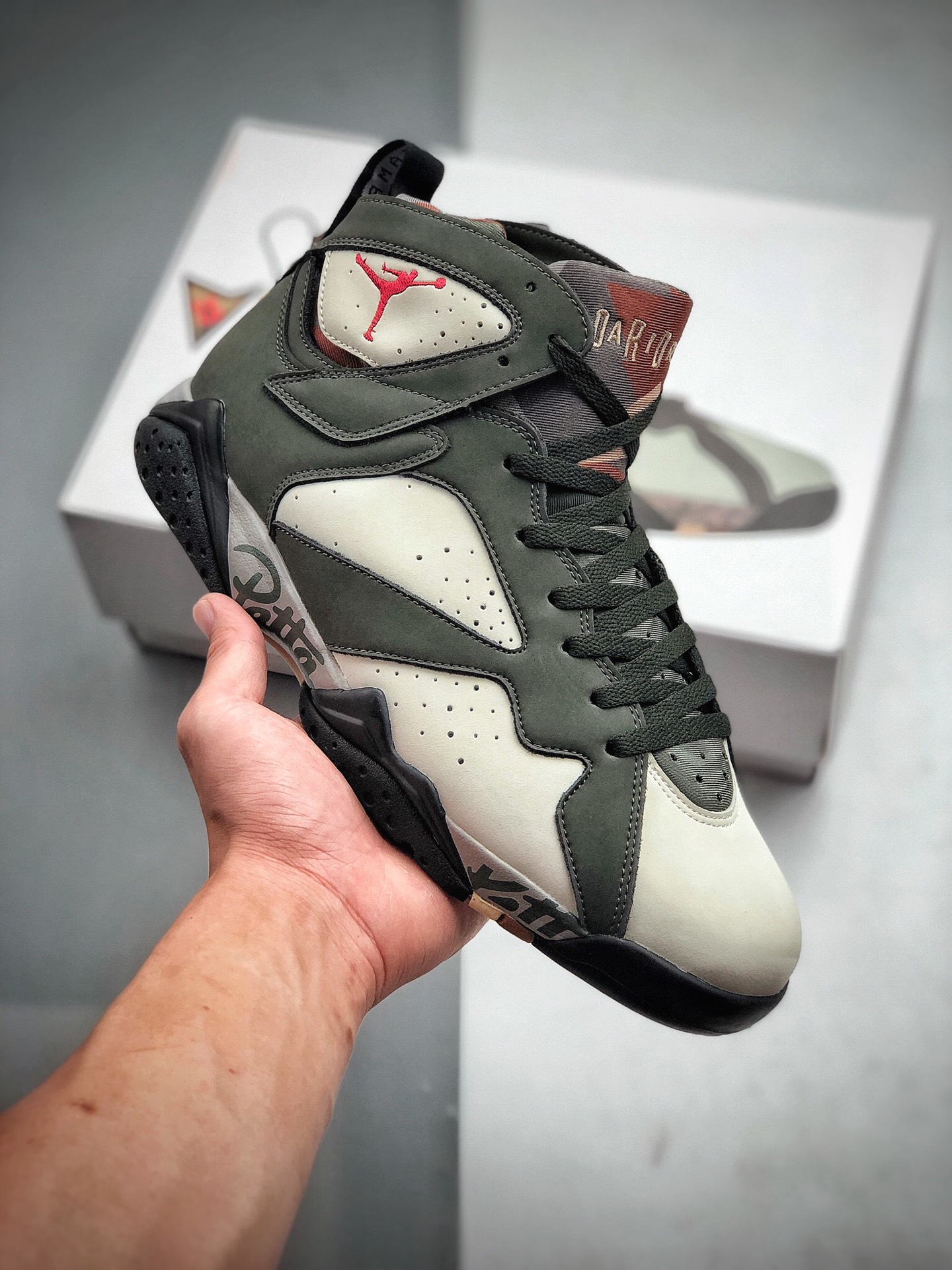 290 公司级 纯原 乔丹 AJ7 Air Jordan 7 Patta AJ7 乔7灰绿涂鸦联名 货号：AT3375-100