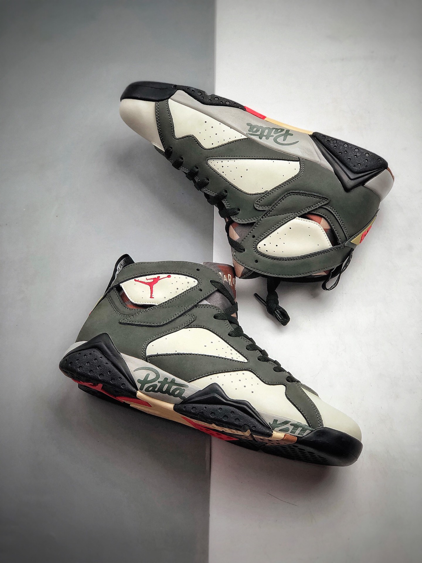 290 公司级 纯原 乔丹 AJ7 Air Jordan 7 Patta AJ7 乔7灰绿涂鸦联名 货号：AT3375-100