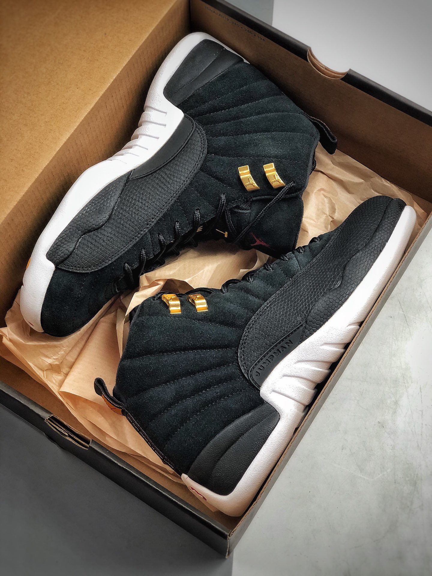 290 纯原 乔丹 AJ12 反转黑金扣色 公司级乔丹12代篮球鞋运动鞋Air Jordan 12 Retro Reverse Taxi  货号：130690-017