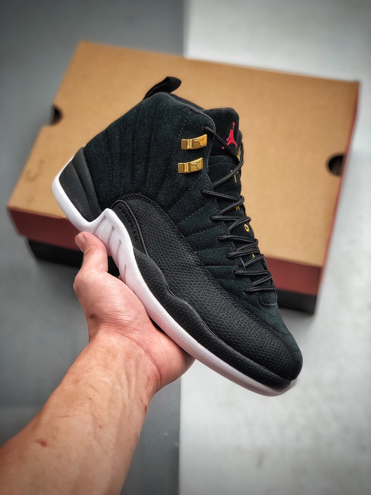290 纯原 乔丹 AJ12 反转黑金扣色 公司级乔丹12代篮球鞋运动鞋Air Jordan 12 Retro Reverse Taxi  货号：130690-017