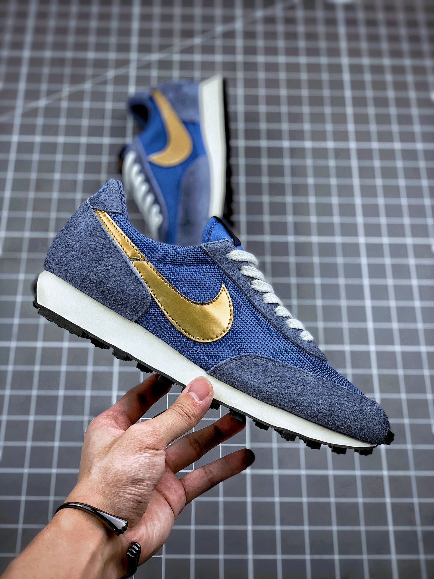 190 唯一纯原版本 原装原材外加工 Nk Daybreak SP 蓝金 破晓系列华夫复古休闲运动慢跑鞋