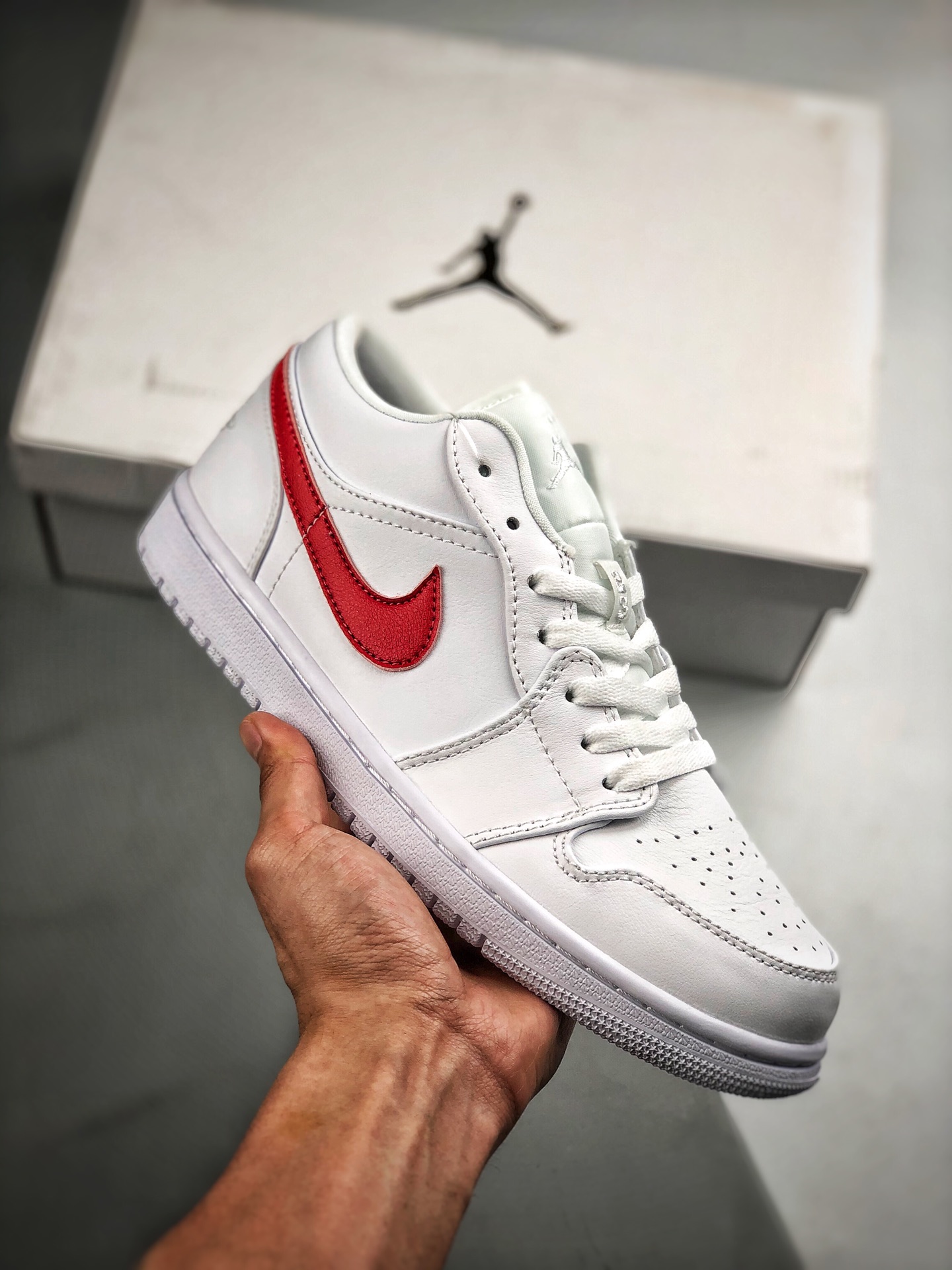Admite pago contra reembolso Air Jordan 1 Low University Blanco/Rojo, módulo de airbag incorporado de fábrica, suela or…
