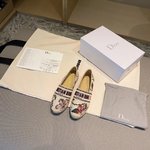 Highest Product Quality
 Dior Shoes Espadrilles Embroidery Cotton Hemp Rope Straw Woven