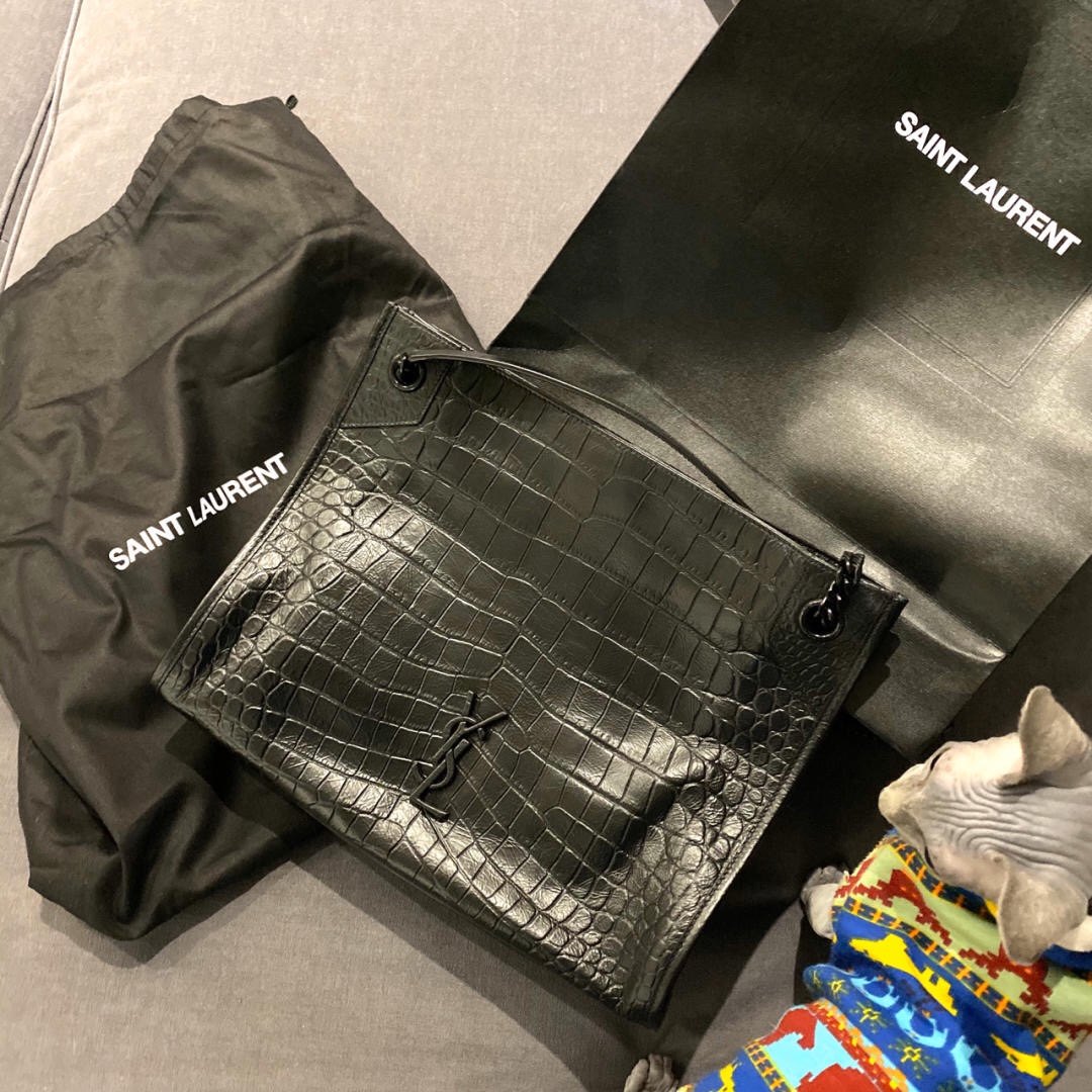 YSL NIKI SHOPPING BAG 33CM 577999黑色鳄鱼纹