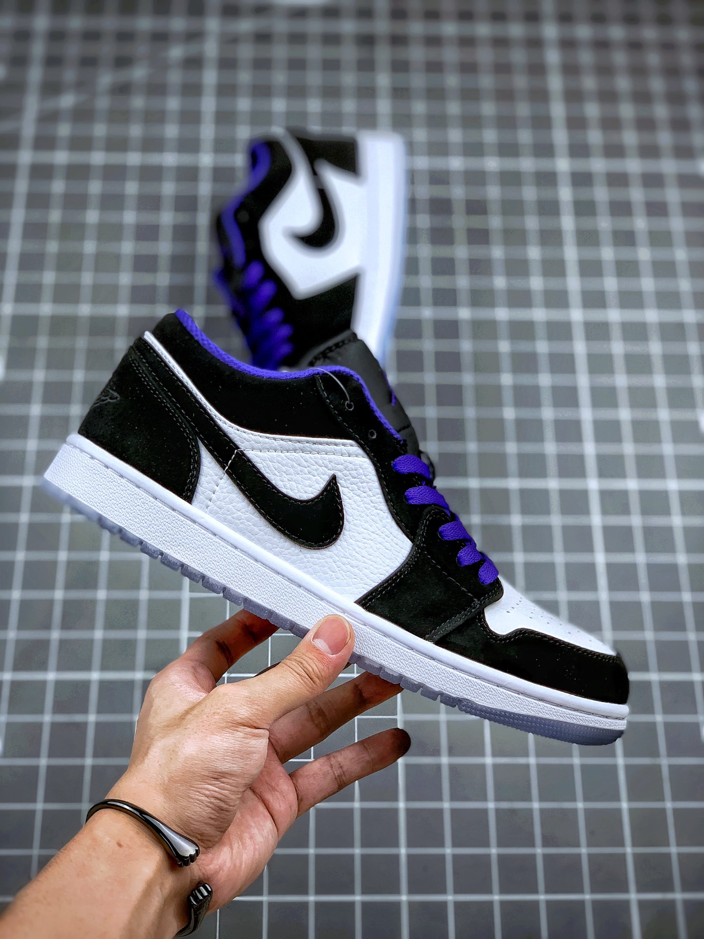 210 Air Jordan 1 Low 黑紫 原厂内置气垫魔块 原模大底  头层小牛皮