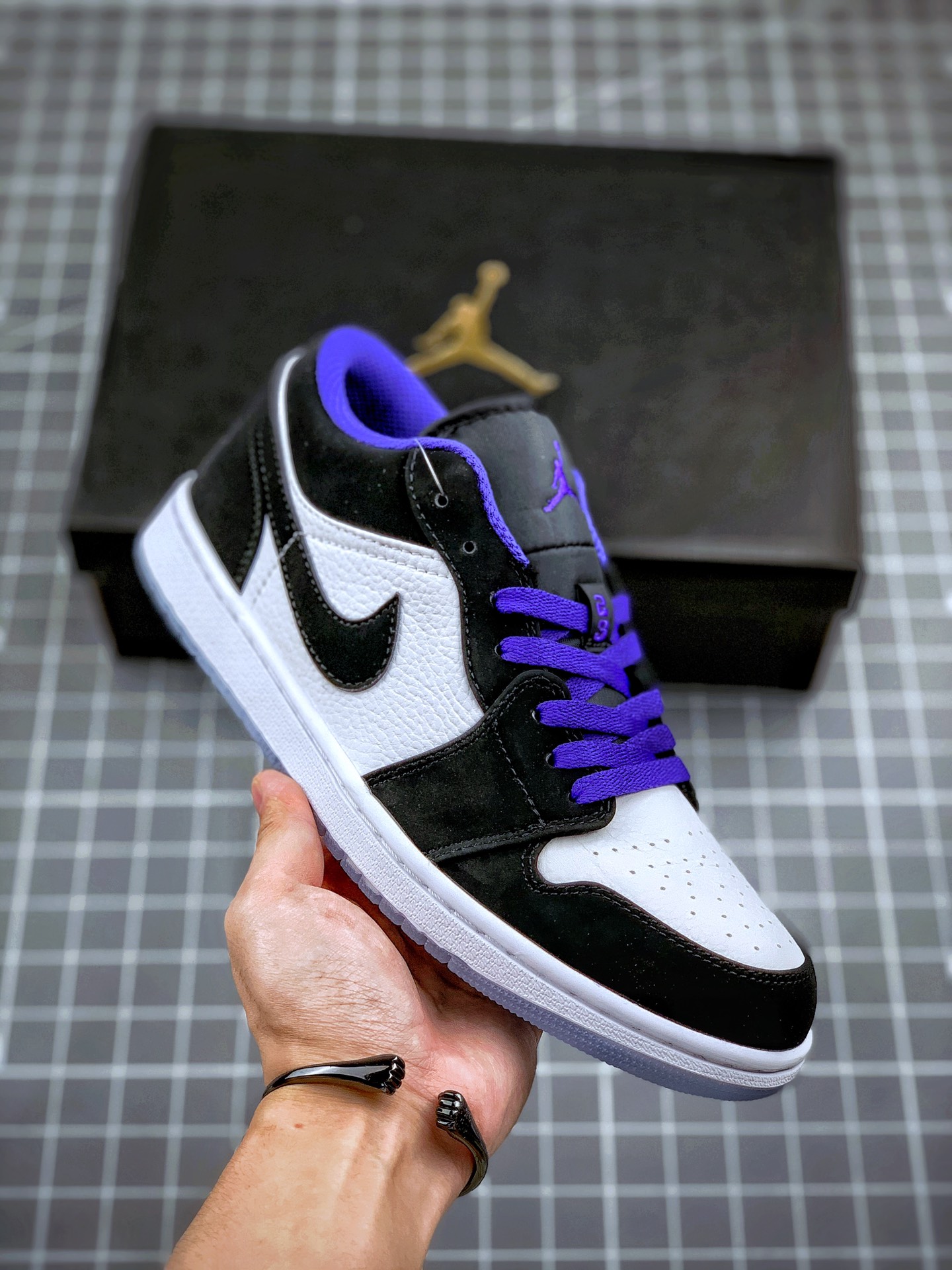 210 Air Jordan 1 Low 黑紫 原厂内置气垫魔块 原模大底  头层小牛皮