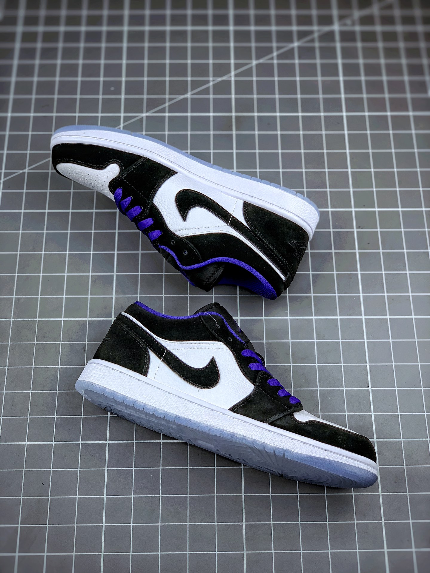 210 Air Jordan 1 Low 黑紫 原厂内置气垫魔块 原模大底  头层小牛皮