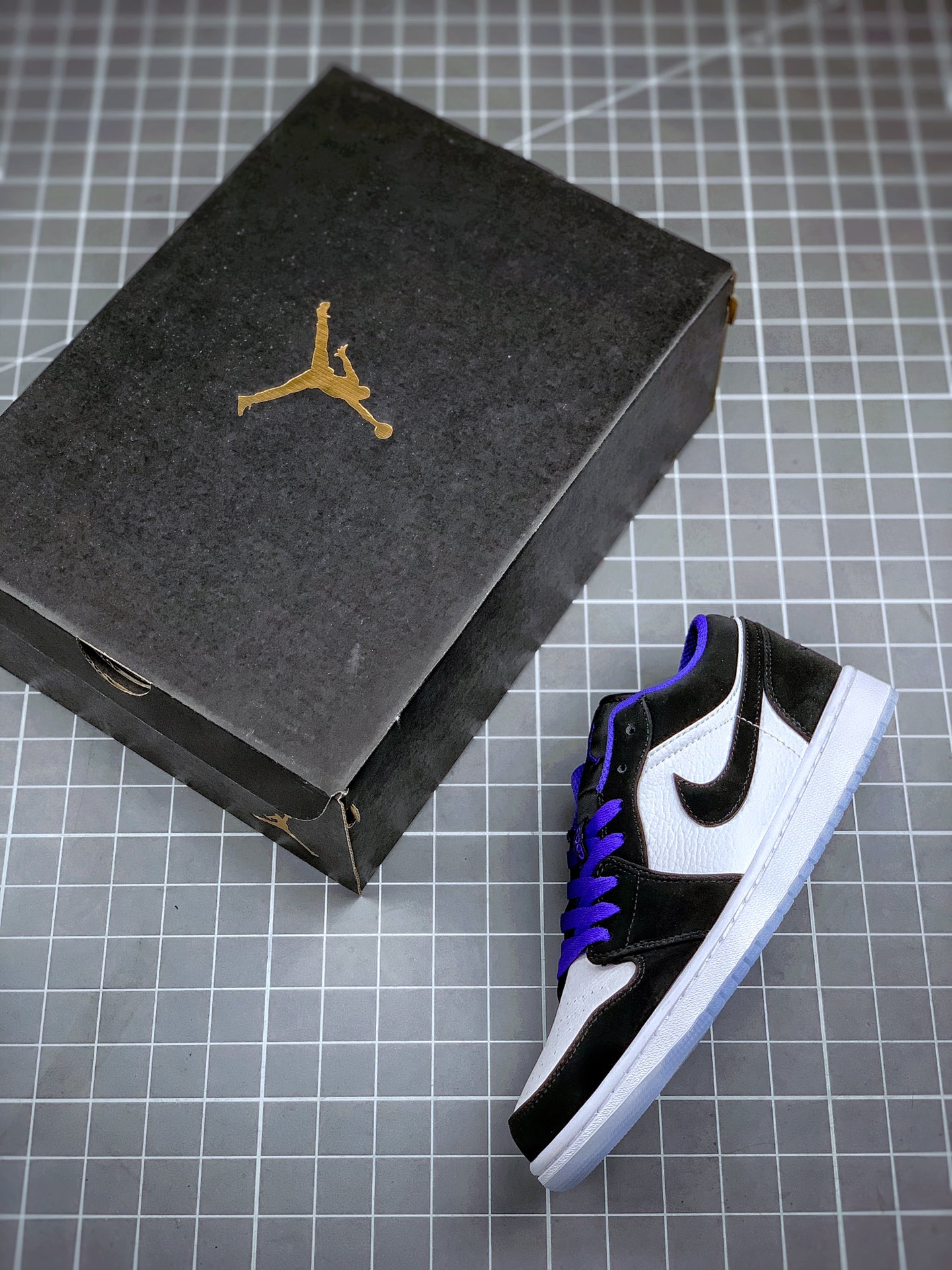 210 Air Jordan 1 Low 黑紫 原厂内置气垫魔块 原模大底  头层小牛皮