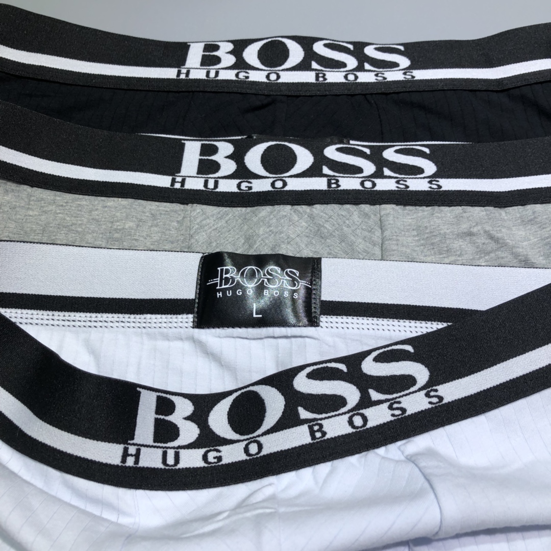  🔥🔥🔥高端狠货•新款刺绣经典logo•送礼自用皆宜】BOSS 一盒3条装男士内裤 难得好货，性价比极高