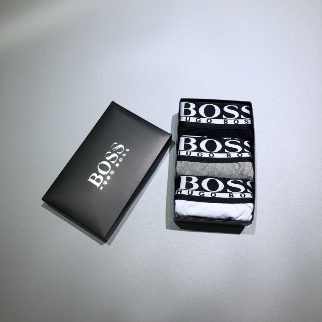  🔥🔥🔥高端狠货•新款刺绣经典logo•送礼自用皆宜】BOSS 一盒3条装男士内裤 难得好货，性价比极高