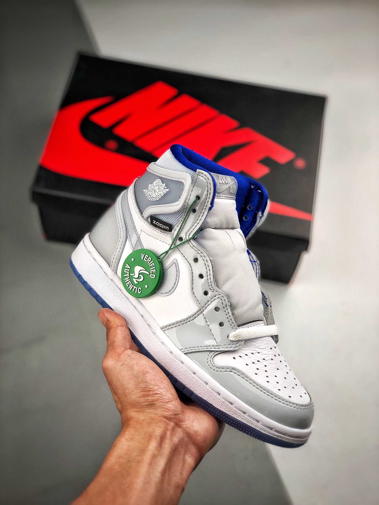 Soporte pago contra reembolso Air Jordan 1 Zoom R2T "Racer Blue" línea de producción pura original S2, pequeñ…