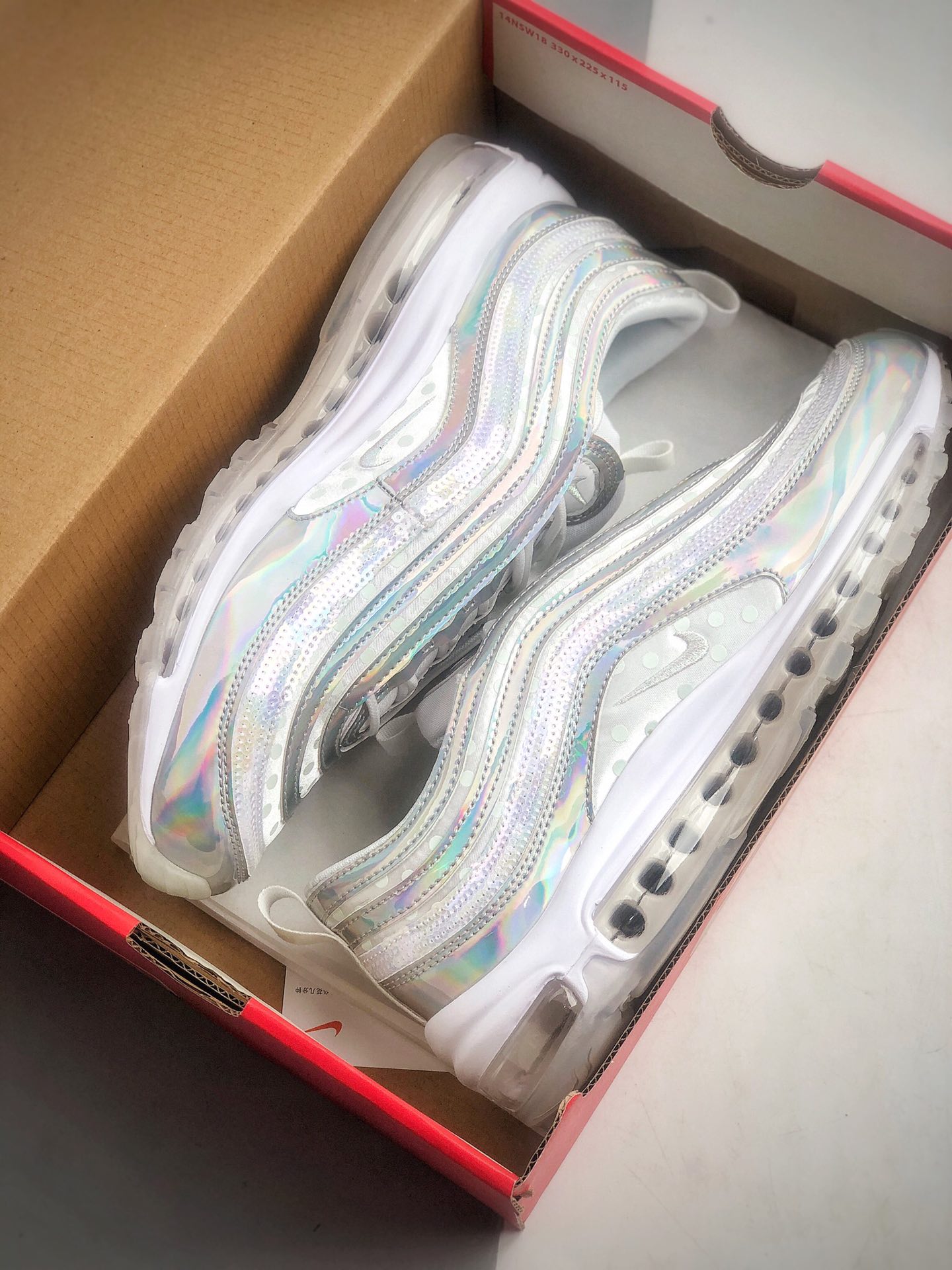 230 耐克Nike Air Max 97  Prm耐克 春季新款珍珠97子弹 炫彩镭射日本限定男女子休闲百搭气垫跑鞋  货号：CU8872-196