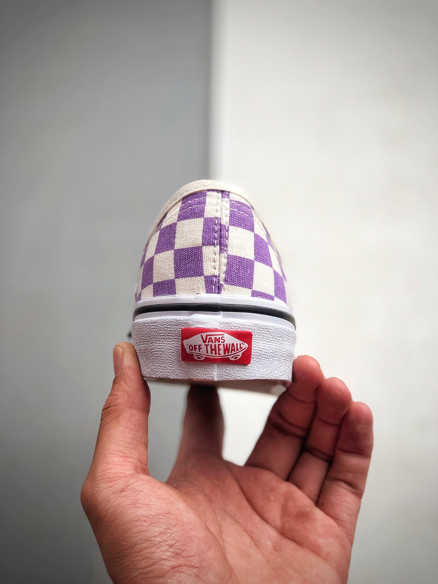 150 VANS Authentic 百搭常青款 高端支线淡紫色棋盘格高街休闲板鞋