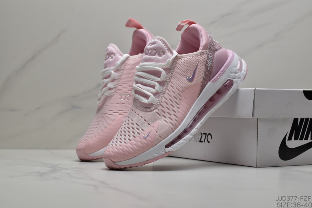 130 耐克270气垫 Nike Air Max 270  White弹性针织飞线 小潘高弹后置真气垫休闲运动跑鞋 货号:AH8050-201