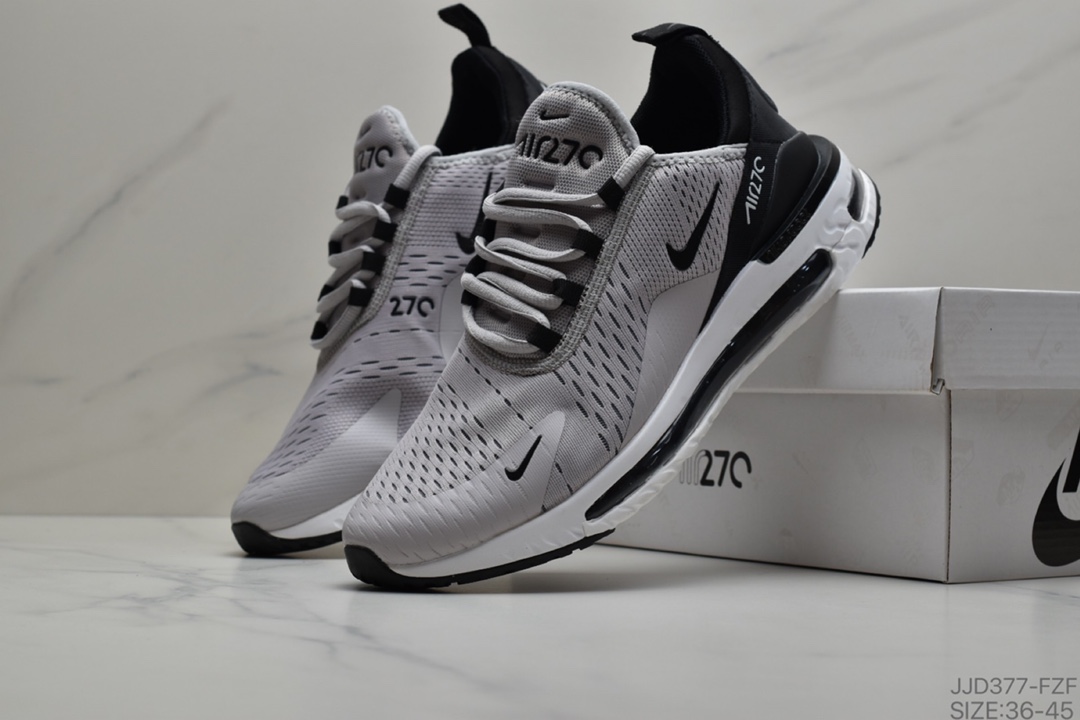 130 耐克270气垫 Nike Air Max 270  White弹性针织飞线 小潘高弹后置真气垫休闲运动跑鞋 货号:AH8050-201