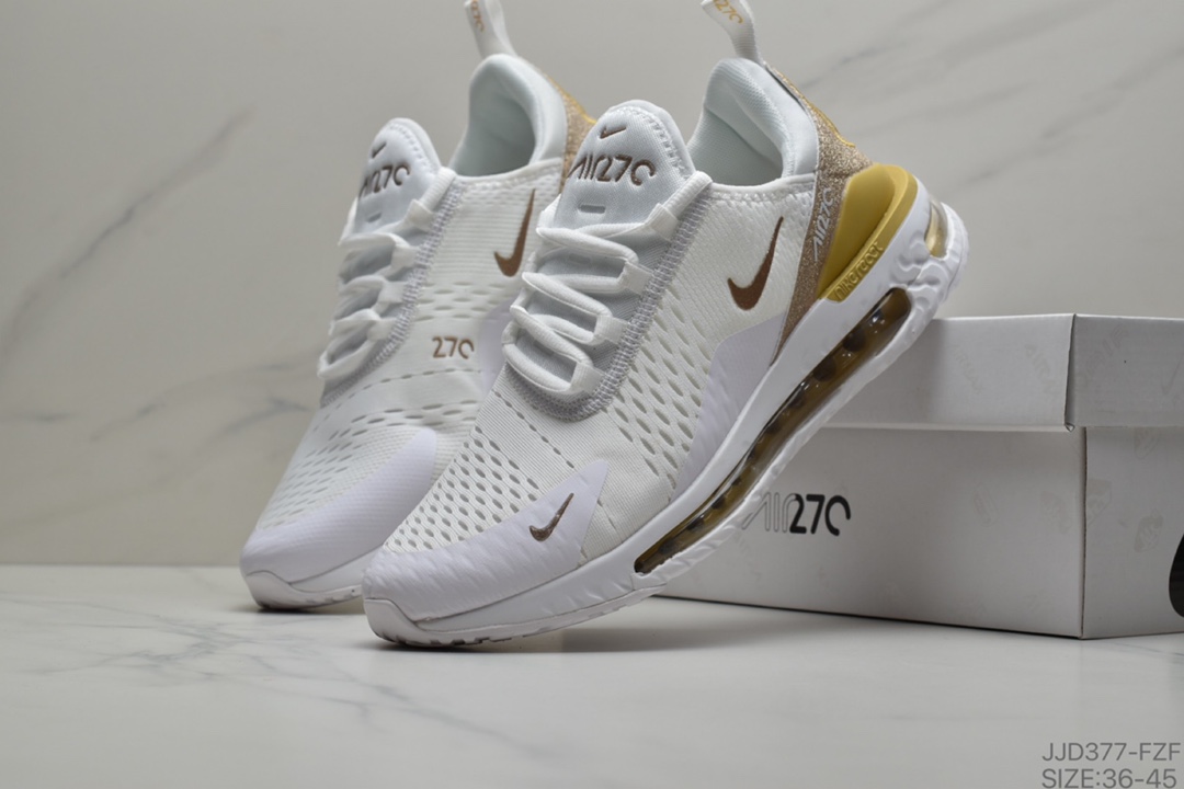 130 耐克270气垫 Nike Air Max 270  White弹性针织飞线 小潘高弹后置真气垫休闲运动跑鞋 货号:AH8050-201