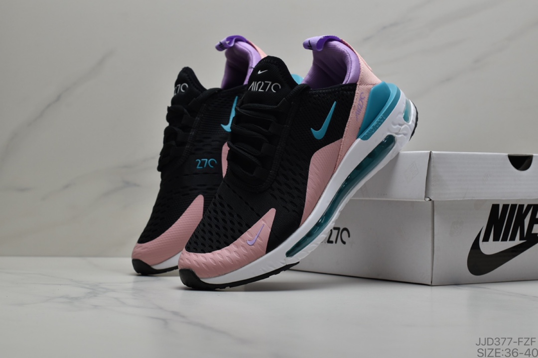 130 耐克270气垫 Nike Air Max 270  White弹性针织飞线 小潘高弹后置真气垫休闲运动跑鞋 货号:AH8050-201