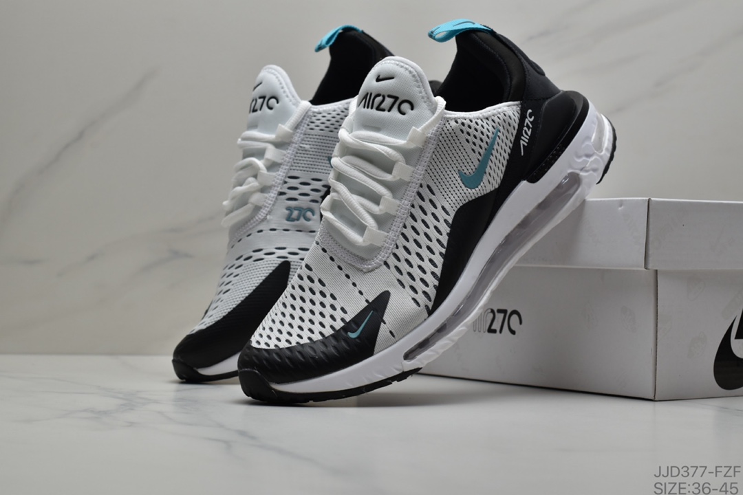 130 耐克270气垫 Nike Air Max 270  White弹性针织飞线 小潘高弹后置真气垫休闲运动跑鞋 货号:AH8050-201