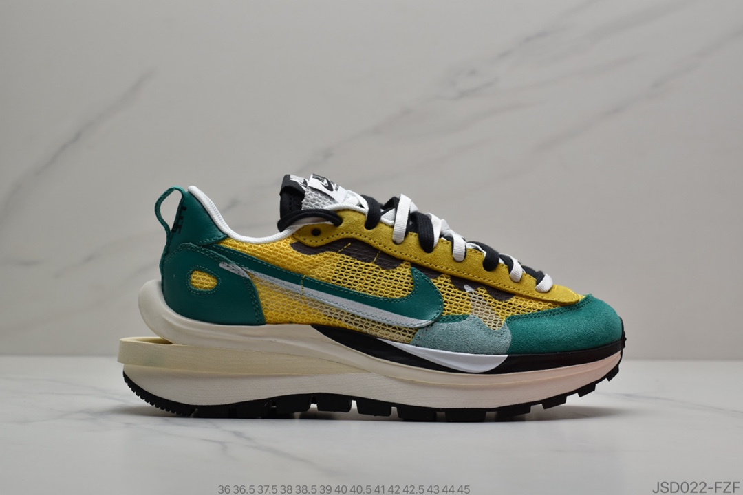 200 日式解构美学联名Sacai x Nike Pegasus VaporFly SP”Green/Yellow/Black/White”混合马拉松解构前卫变形三层底休闲运动慢跑鞋“透吸绿黄白黑大重叠双钩子”CI9928-300