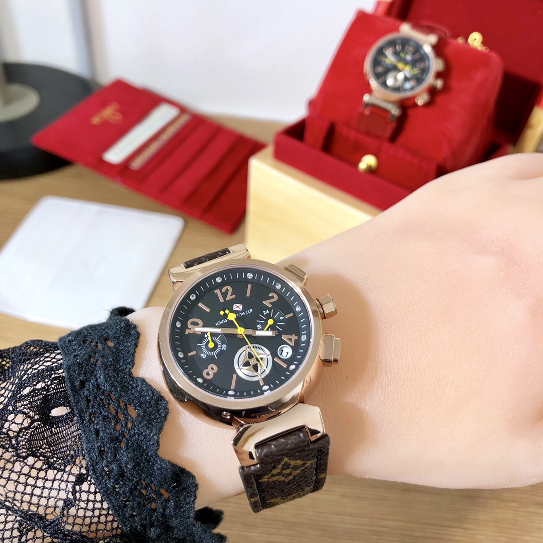 High-End Louis Vuitton Women’s Fashion Watch with Swiss Movement and Leather Strap - 图片 3