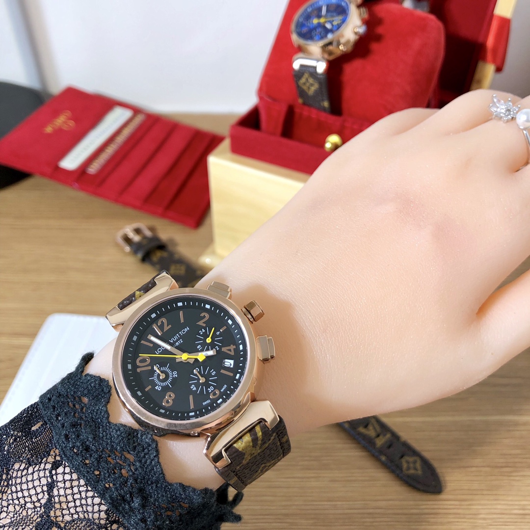 Luxury Louis Vuitton Women’s Watch: High-End Design, Swiss Movement, LV Leather Strap