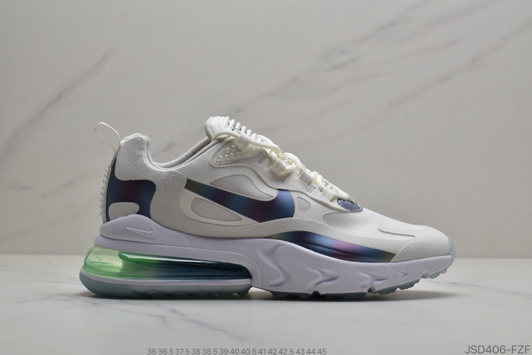 200 公司级 耐克/Nike Max 270 React 混合科技 3M反光变色龙 半掌气垫跑步鞋 外标内置RFID芯片版本 货号：CT5064-100