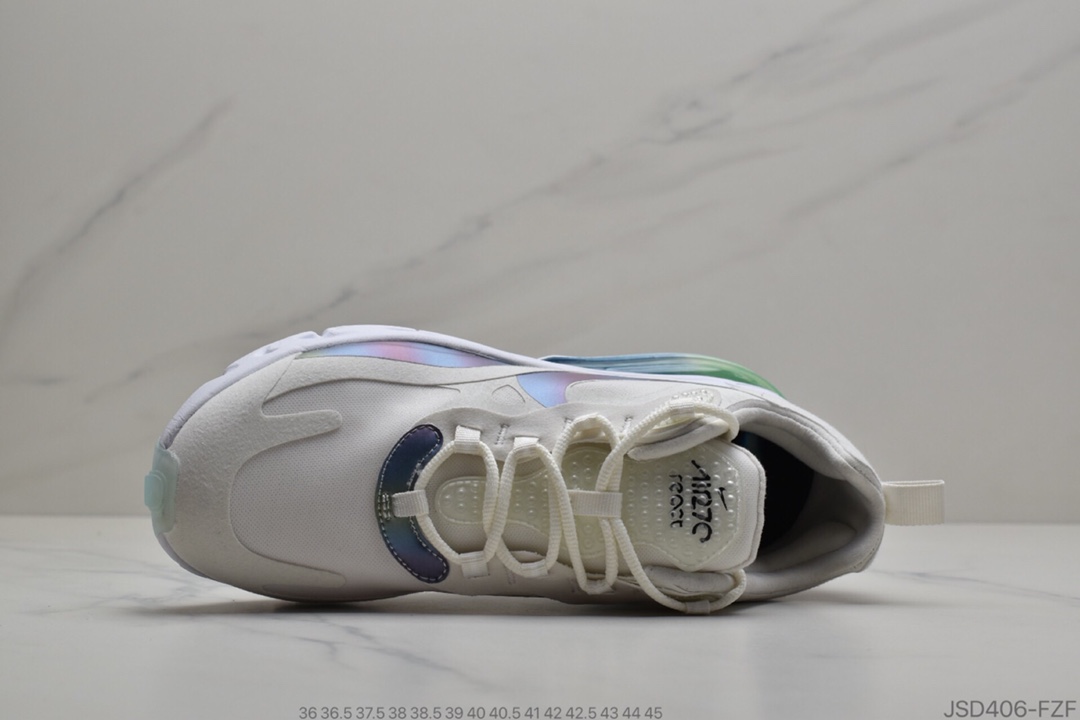 200 公司级 耐克/Nike Max 270 React 混合科技 3M反光变色龙 半掌气垫跑步鞋 外标内置RFID芯片版本 货号：CT5064-100