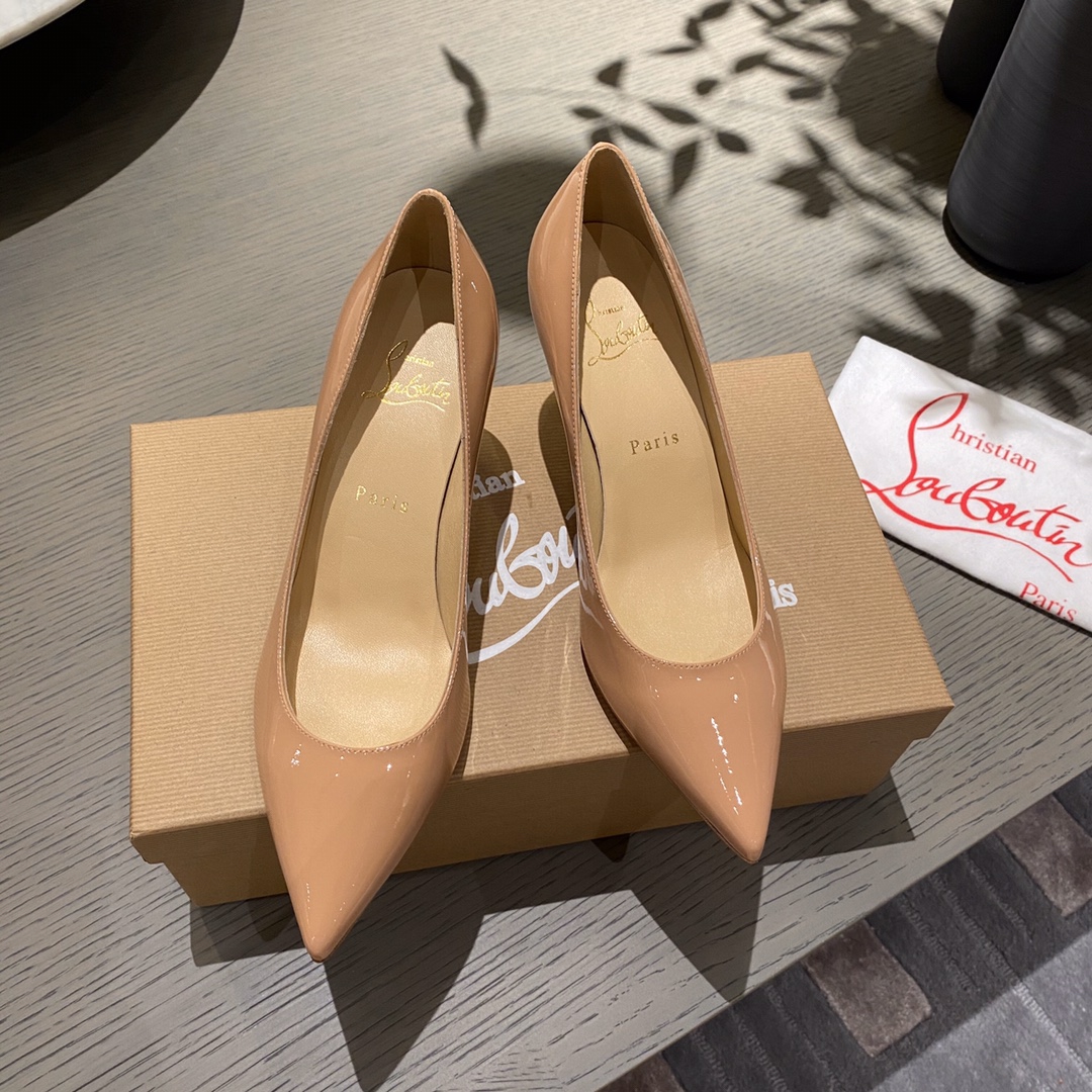 『Patente de cuero zapatos individuales』nude Christian Louboutin CL 6.5cm/8.5cm/10cm versión superior