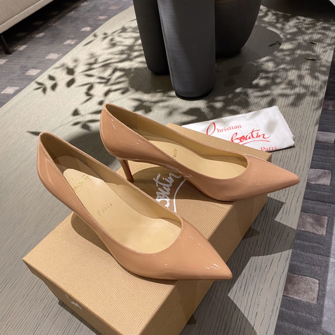 『Patente de cuero zapatos individuales』nude Christian Louboutin CL 6.5cm/8.5cm/10cm versión superior