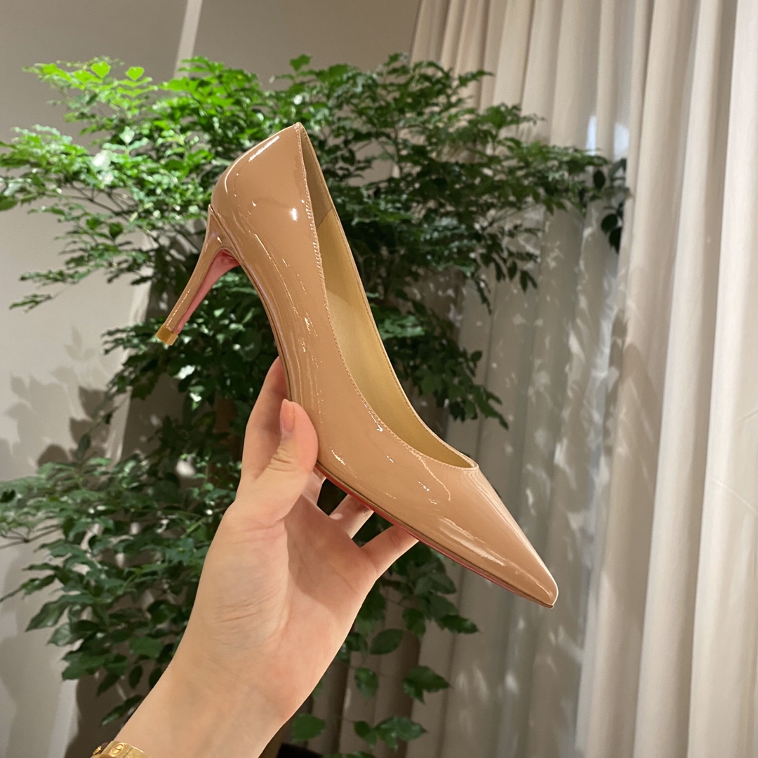 『Patente de cuero zapatos individuales』nude Christian Louboutin CL 6.5cm/8.5cm/10cm versión superior