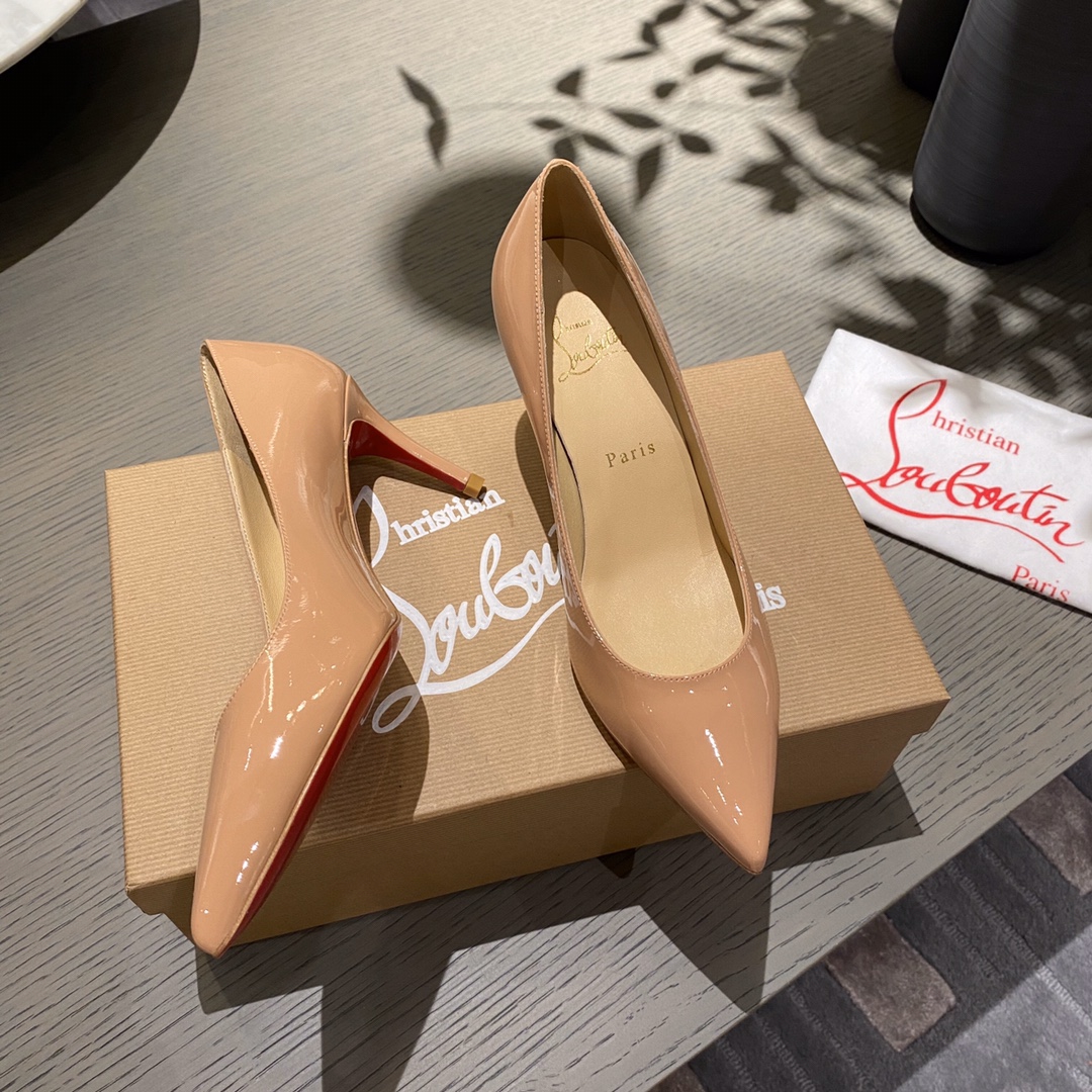 『Patente de cuero zapatos individuales』nude Christian Louboutin CL 6.5cm/8.5cm/10cm versión superior