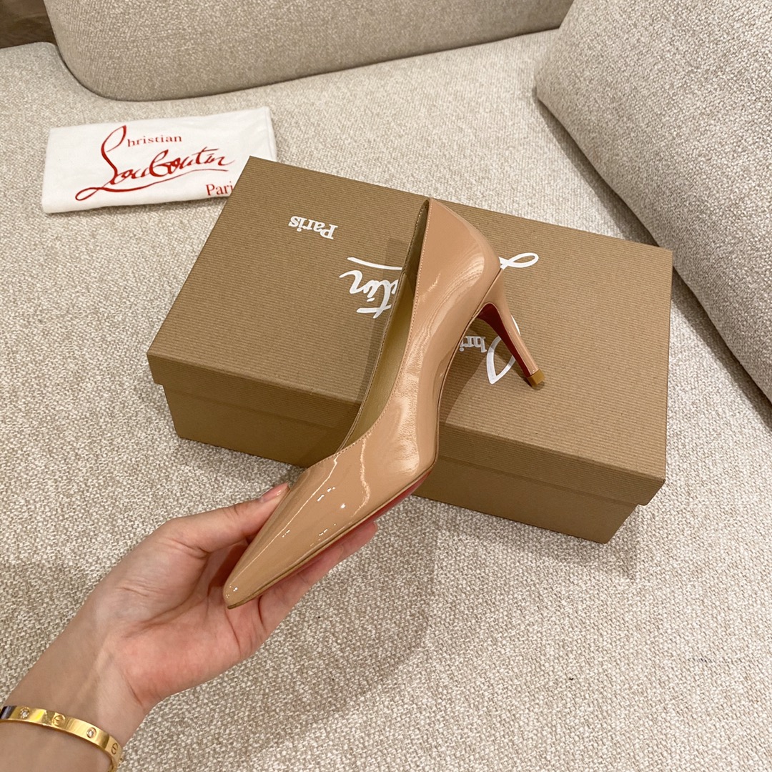 『Patente de cuero zapatos individuales』nude Christian Louboutin CL 6.5cm/8.5cm/10cm versión superior