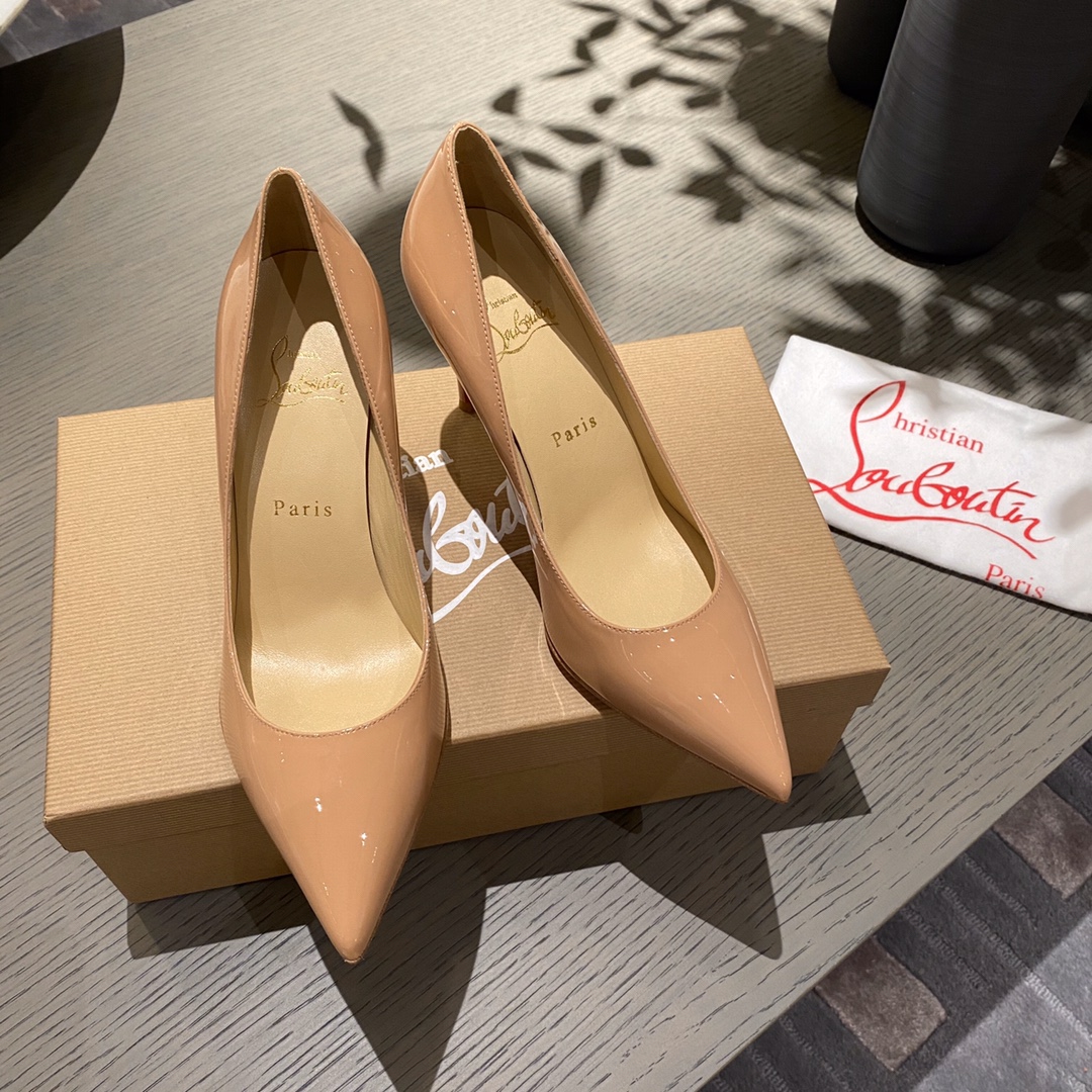『Patente de cuero zapatos individuales』nude Christian Louboutin CL 6.5cm/8.5cm/10cm versión superior