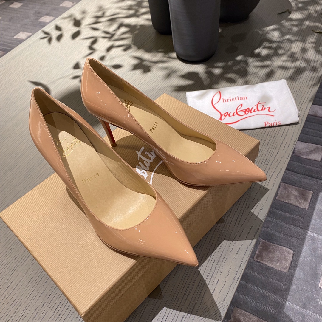 『Patente de cuero zapatos individuales』nude Christian Louboutin CL 6.5cm/8.5cm/10cm versión superior