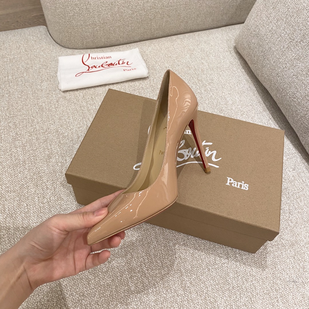 『Patente de cuero zapatos individuales』nude Christian Louboutin CL 6.5cm/8.5cm/10cm versión superior