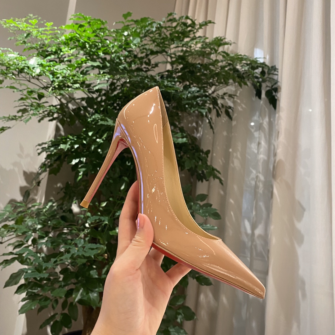 『Patente de cuero zapatos individuales』nude Christian Louboutin CL 6.5cm/8.5cm/10cm versión superior