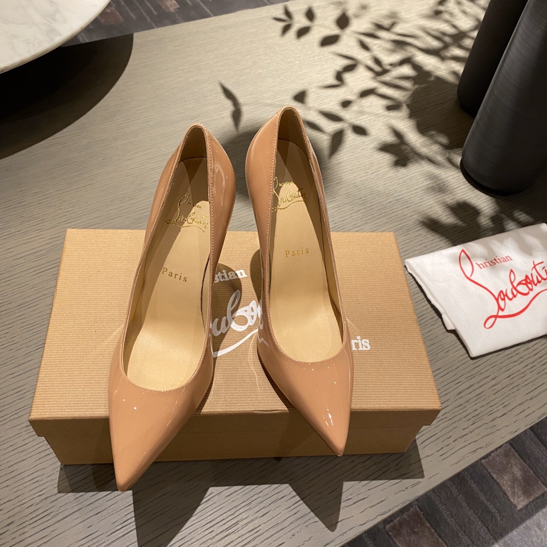 『Patente de cuero zapatos individuales』nude Christian Louboutin CL 6.5cm/8.5cm/10cm versión superior