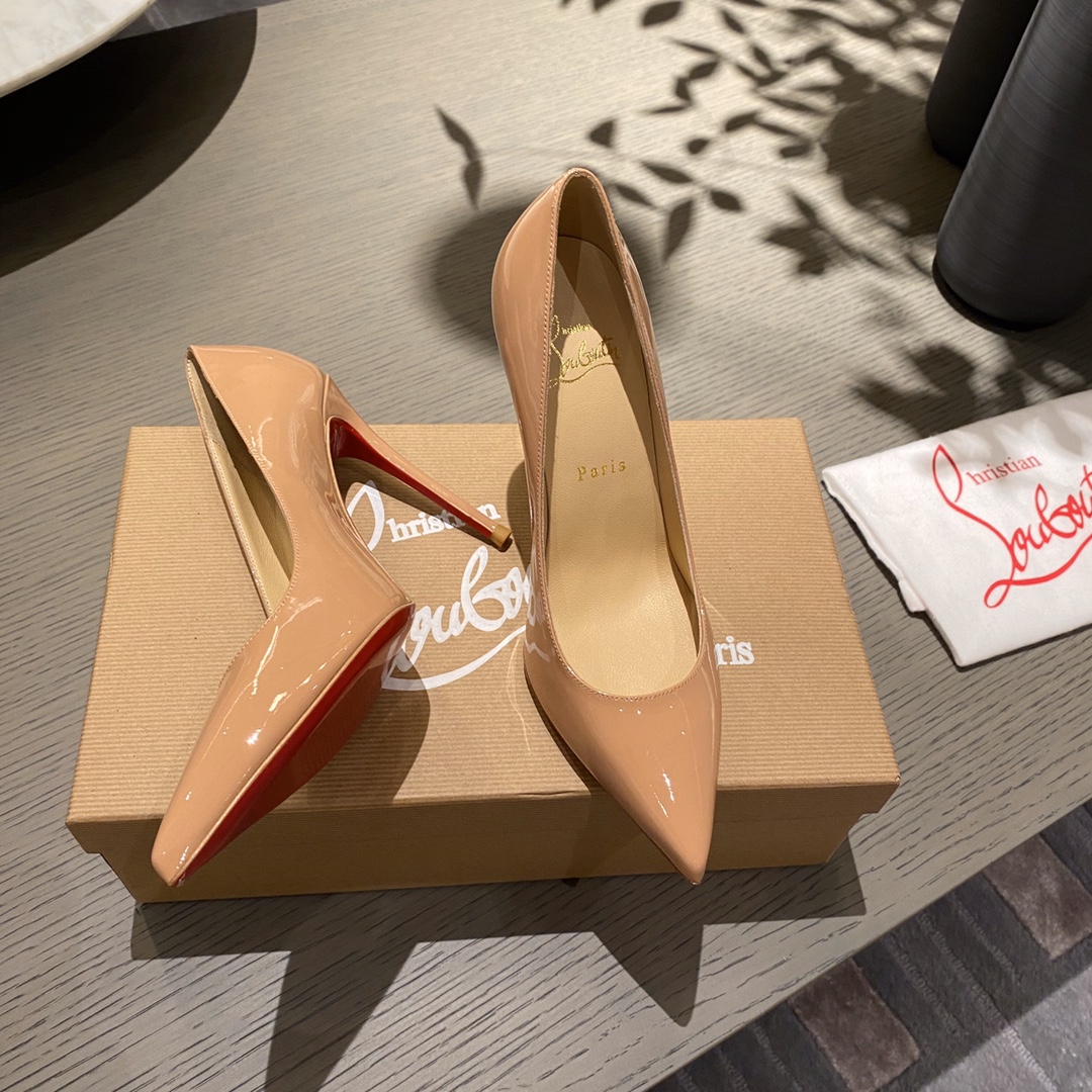 『Patente de cuero zapatos individuales』nude Christian Louboutin CL 6.5cm/8.5cm/10cm versión superior