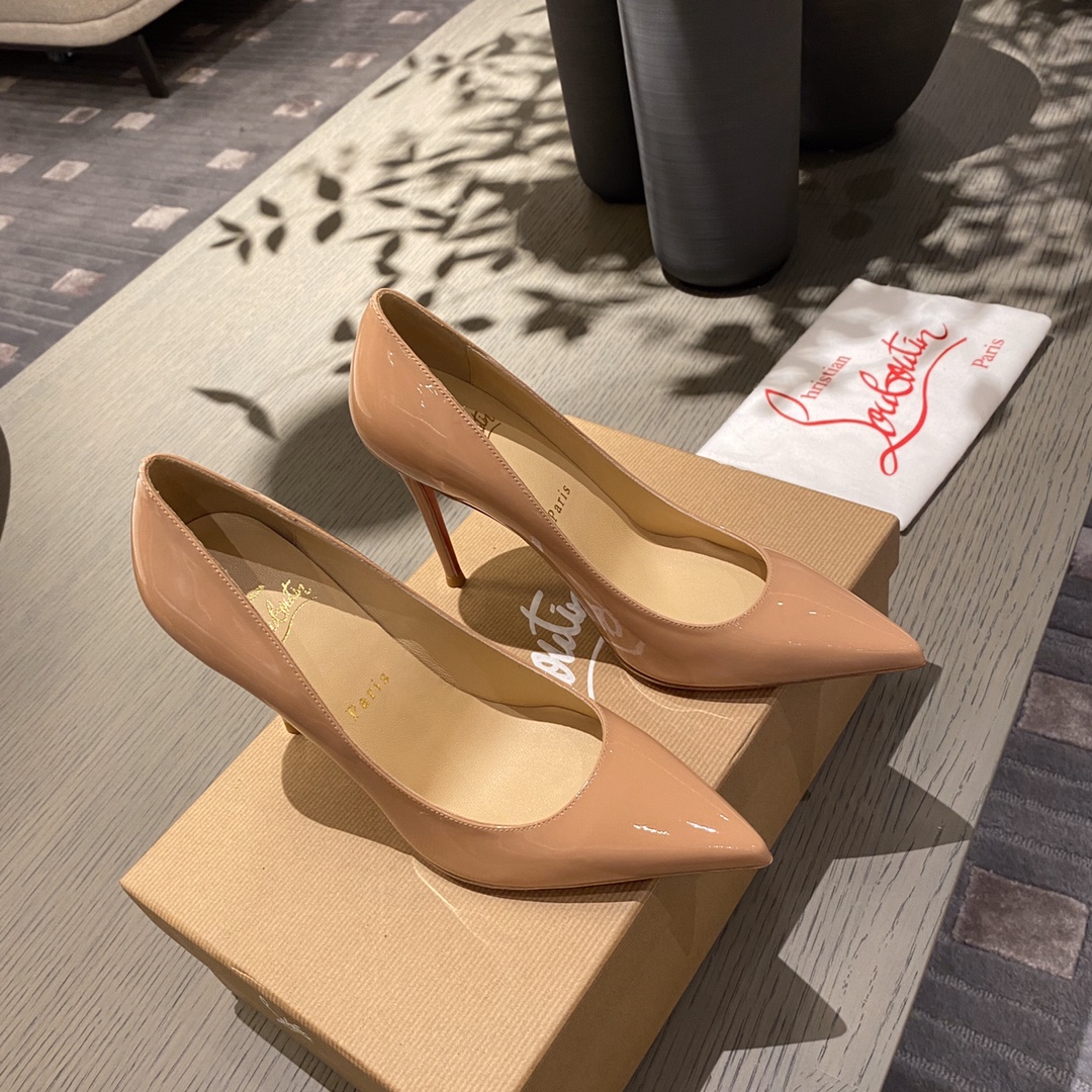 『Patente de cuero zapatos individuales』nude Christian Louboutin CL 6.5cm/8.5cm/10cm versión superior