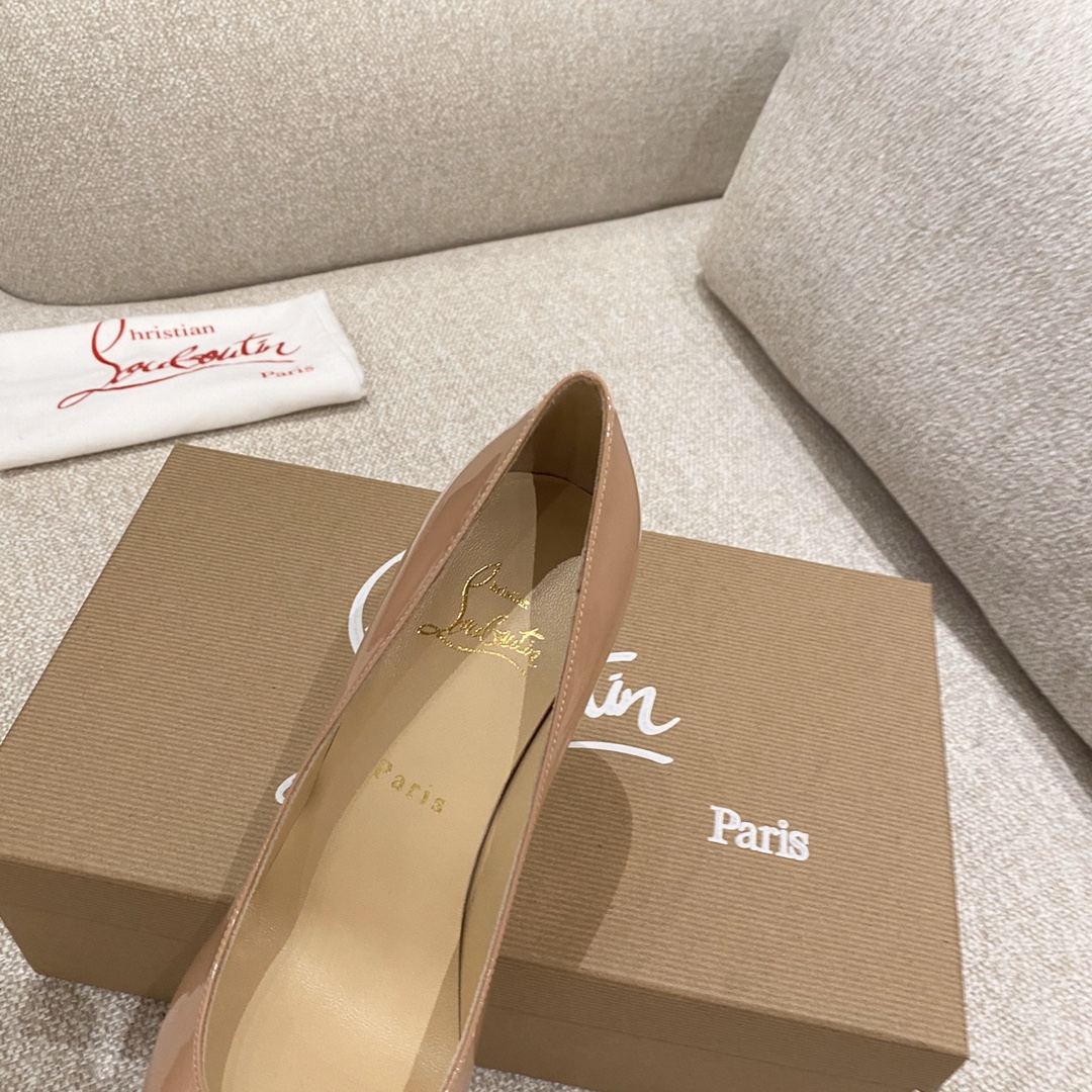 『Patente de cuero zapatos individuales』nude Christian Louboutin CL 6.5cm/8.5cm/10cm versión superior